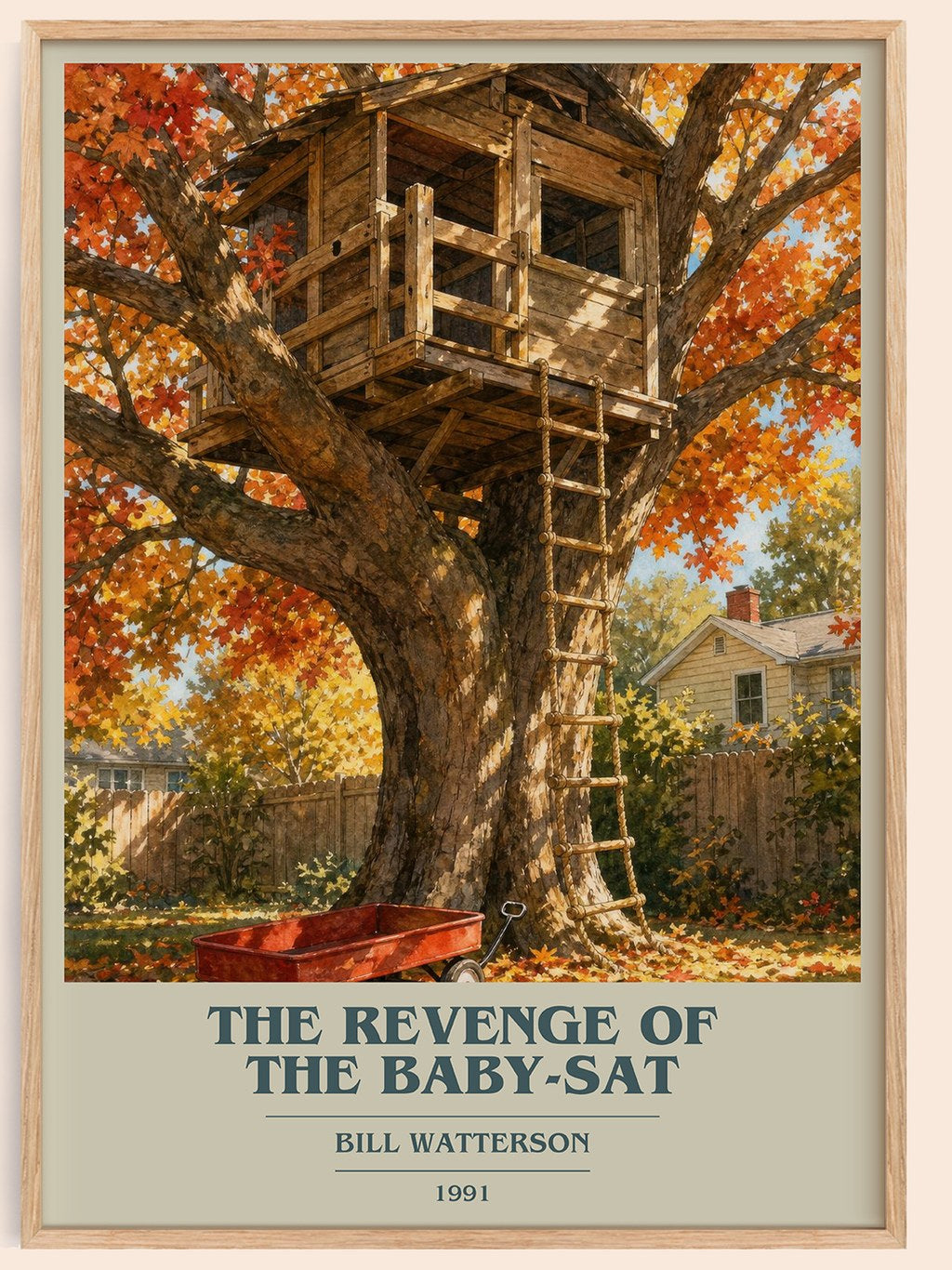 The revenge of the baby-sat book cover book poster by Bill Watterson – framed literary art print