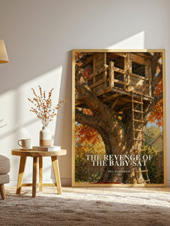 The revenge of the baby-sat watercolour print in frame leaning in hallway – childrens wall art