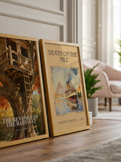The revenge of the baby-sat watercolour print framed by window – literary home decor