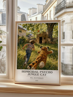 Homicidal psycho jungle cat book cover poster colour and style options – Bill Watterson book art