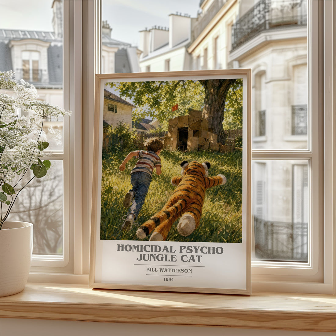 Homicidal psycho jungle cat book cover poster colour and style options – Bill Watterson book art