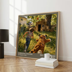 Homicidal psycho jungle cat literary print framed by window – literary home decor