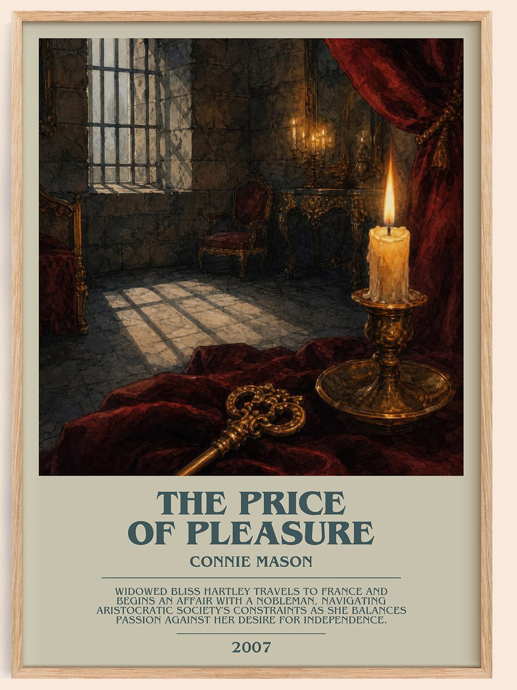 The Price of Pleasure bookish book poster by Connie Mason – framed literary art print
