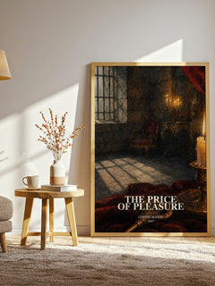 The Price of Pleasure watercolour print in frame leaning in hallway – romance wall art