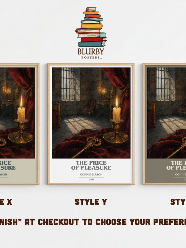The Price of Pleasure book cover print in frame leaning in hallway – romance wall art