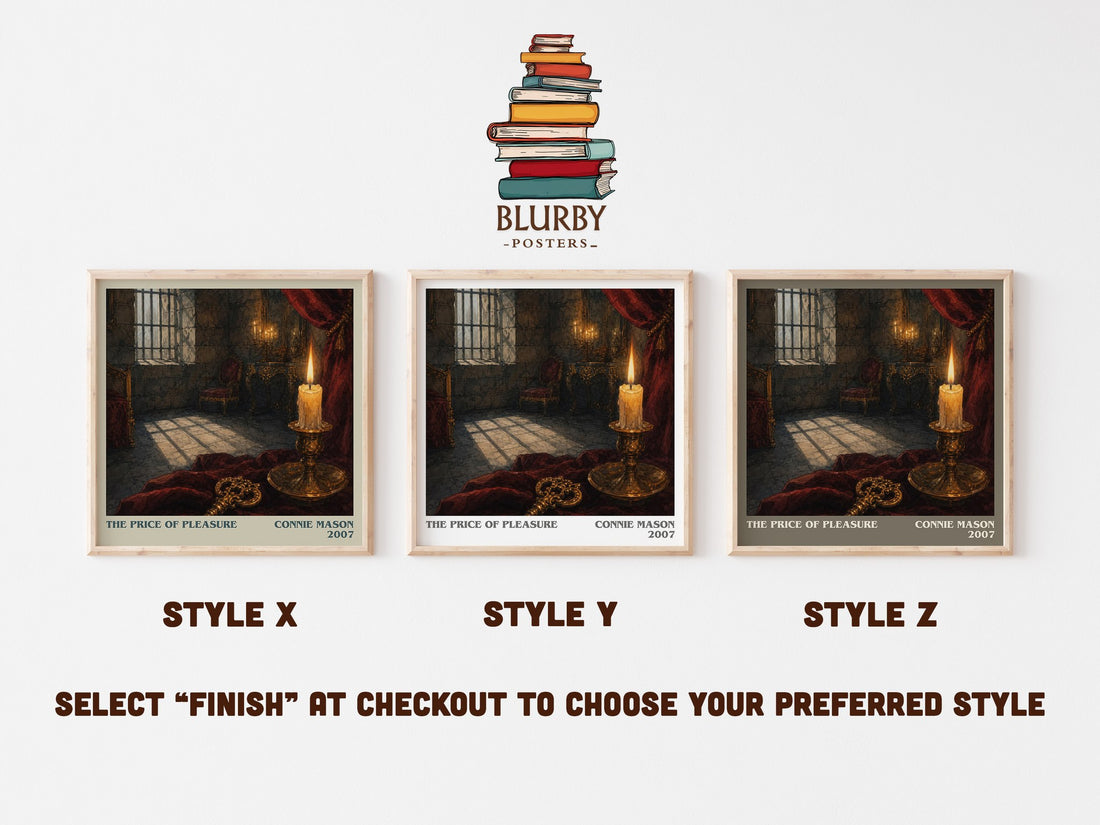 The Price of Pleasure literary print in frame leaning in hallway – romance wall art (mockup)