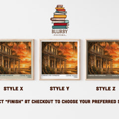 Caress and Conquer literary print in frame leaning in hallway – romance wall art