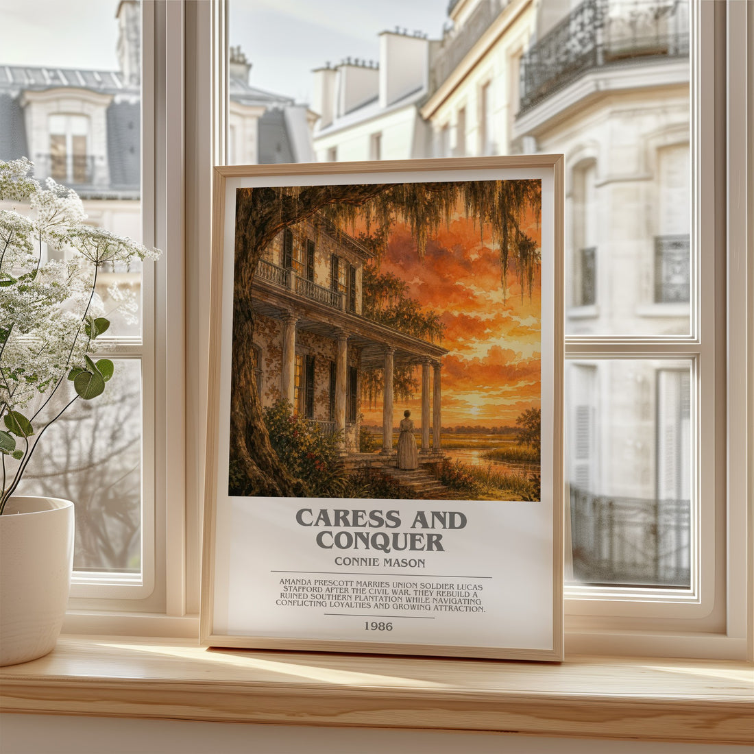 Caress and Conquer bookish poster colour and style options – Connie Mason book art