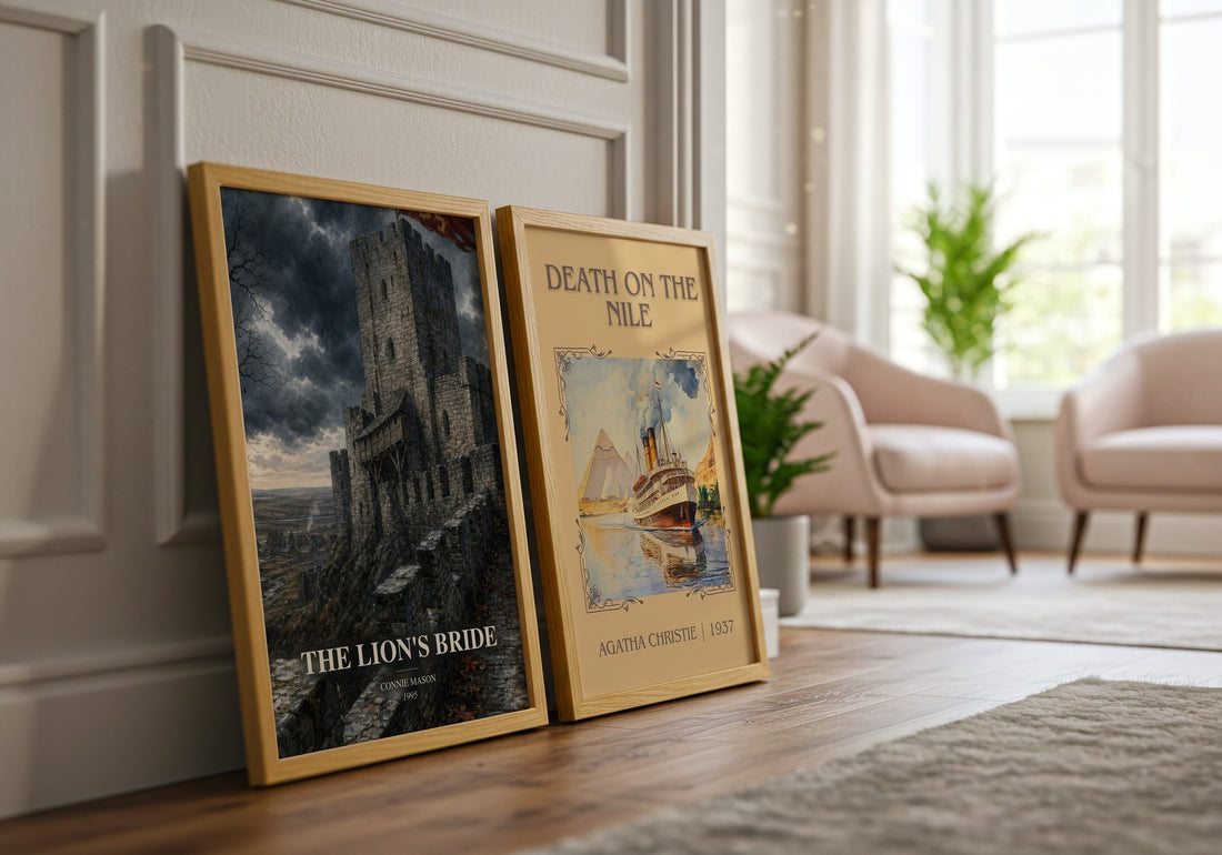 The Lion's Bride watercolour print framed by window – literary home decor