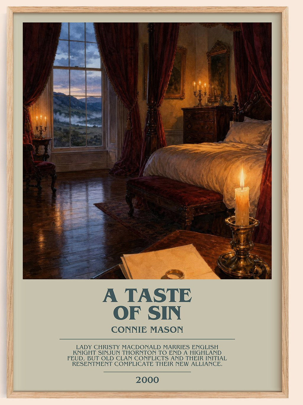 A Taste of Sin bookish book poster by Connie Mason – framed literary art print