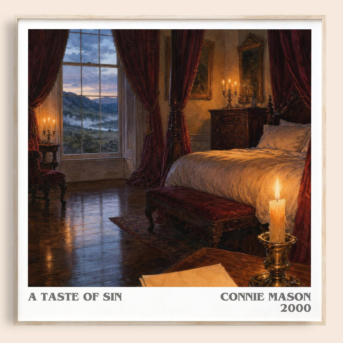 A Taste of Sin literary book poster by Connie Mason – framed literary art print