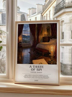 A Taste of Sin Bookish Wall Art by Connie Mason – framed print by a bright window