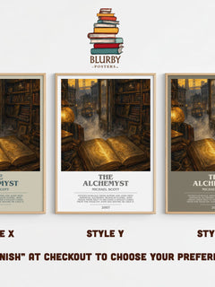 The Alchemyst bookish print in frame leaning in hallway – young adult wall art