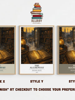 The Alchemyst book cover print in frame leaning in hallway – young adult wall art