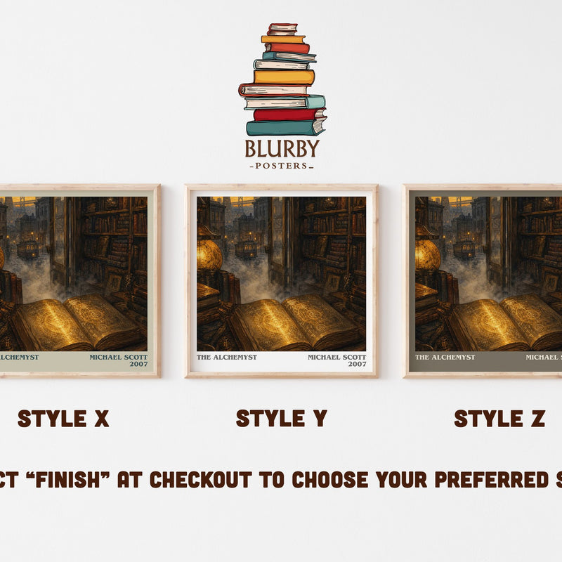 The Alchemyst literary print in frame leaning in hallway – young adult wall art
