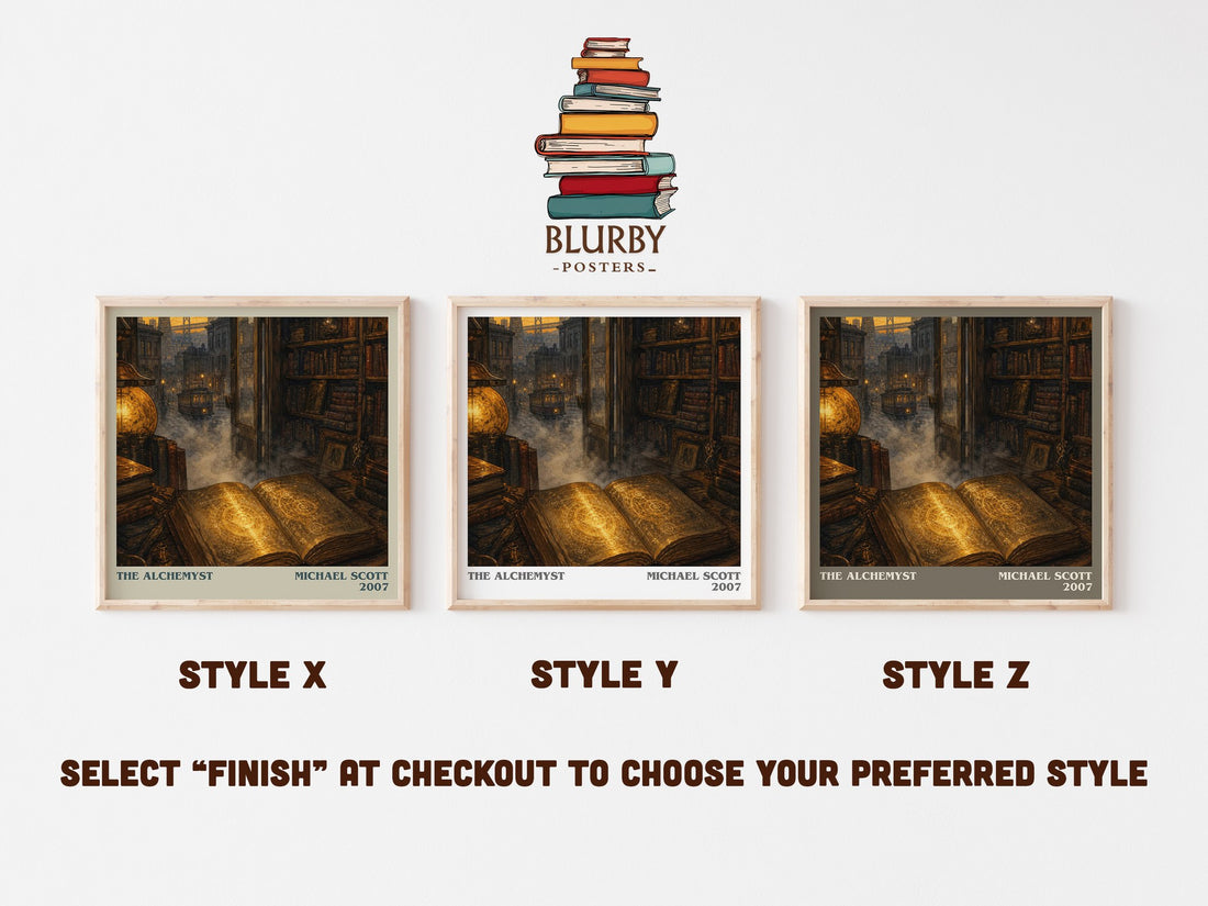 The Alchemyst literary print in frame leaning in hallway – young adult wall art (mockup)