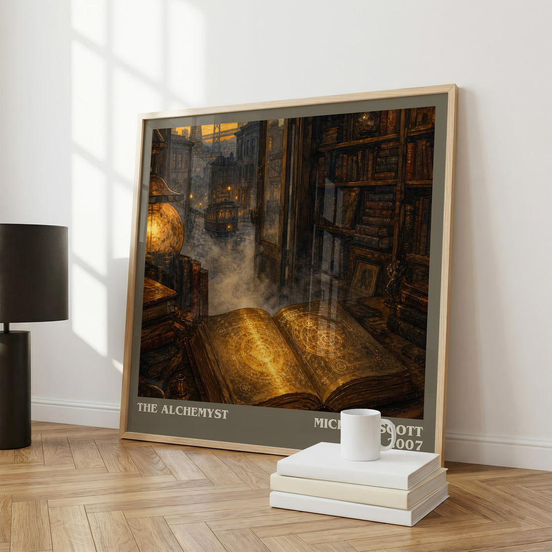 The Alchemyst literary print framed by window – literary home decor