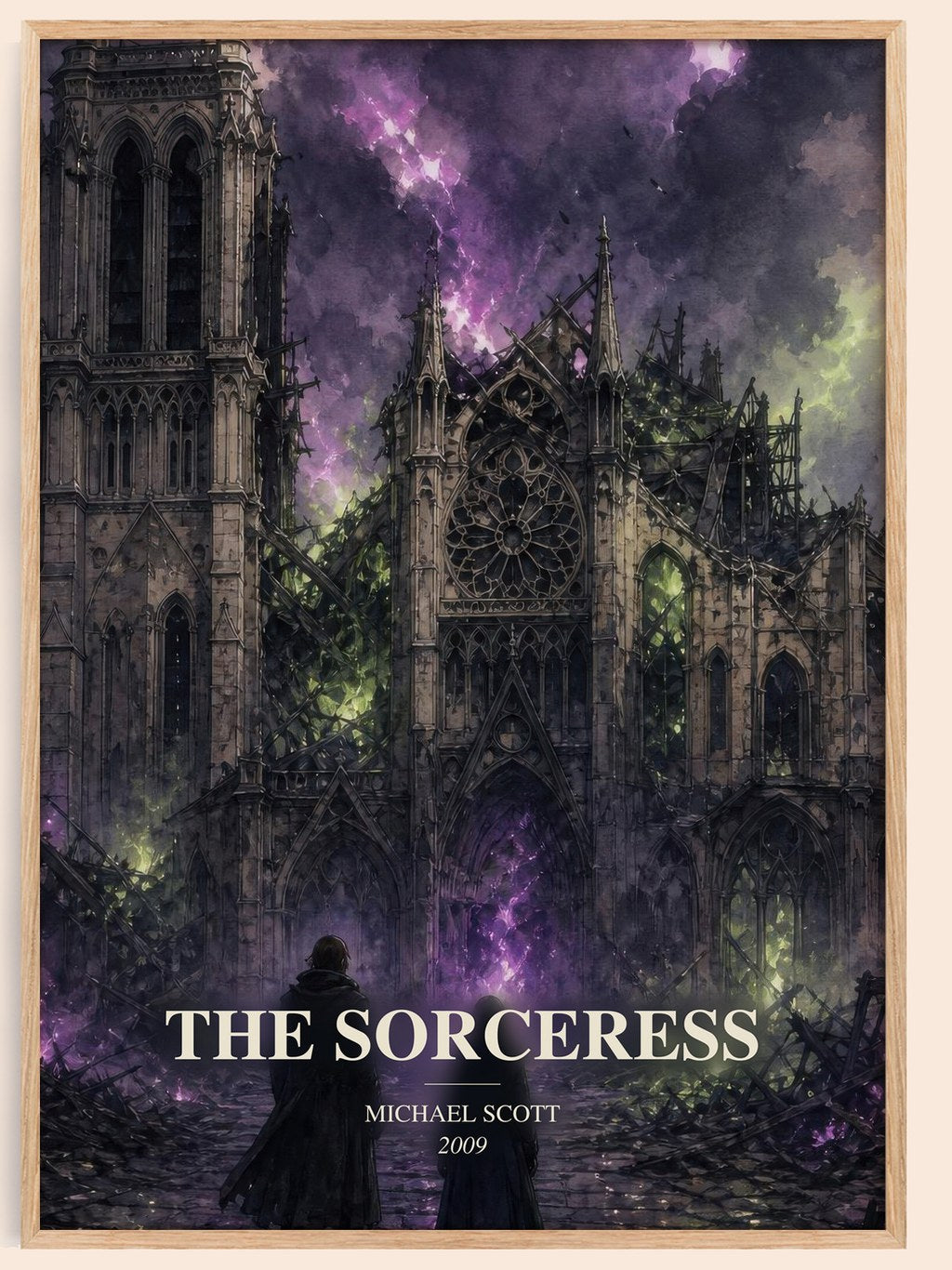The sorceress watercolour book poster by Michael Scott – framed literary art print