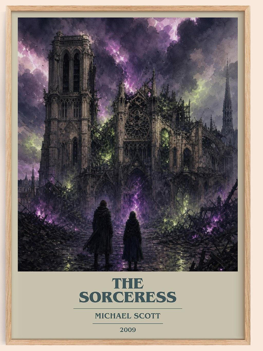 The sorceress book cover book poster by Michael Scott – framed literary art print
