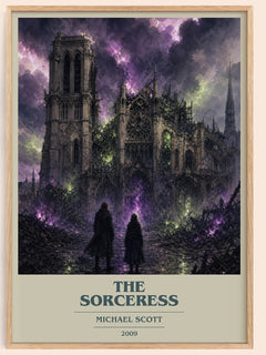 The sorceress book cover book poster by Michael Scott – framed literary art print