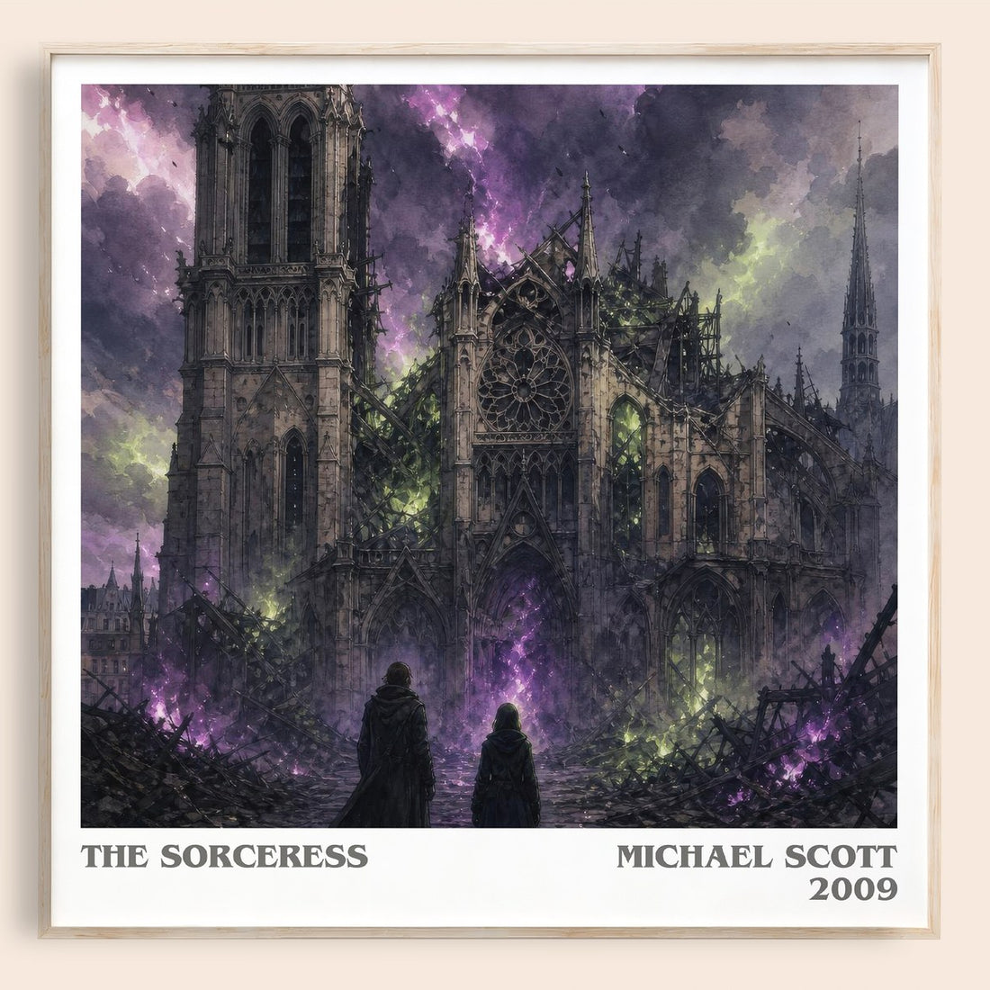 The sorceress literary book poster by Michael Scott – framed literary art print