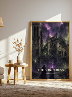 The sorceress watercolour print in frame leaning in hallway – young adult wall art