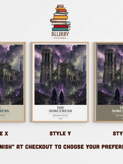 The sorceress book cover print in frame leaning in hallway – young adult wall art