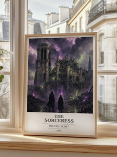 The sorceress book cover poster colour and style options – Michael Scott book art
