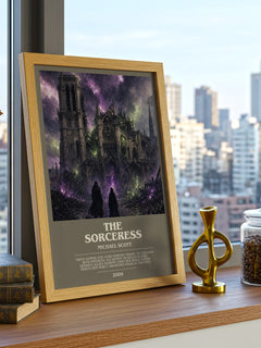The sorceress bookish print framed by window – literary home decor
