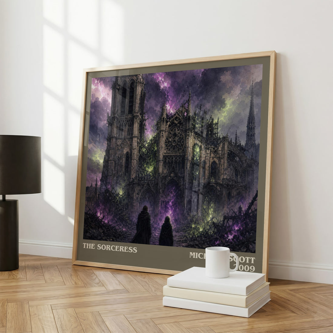 The sorceress literary print framed by window – literary home decor