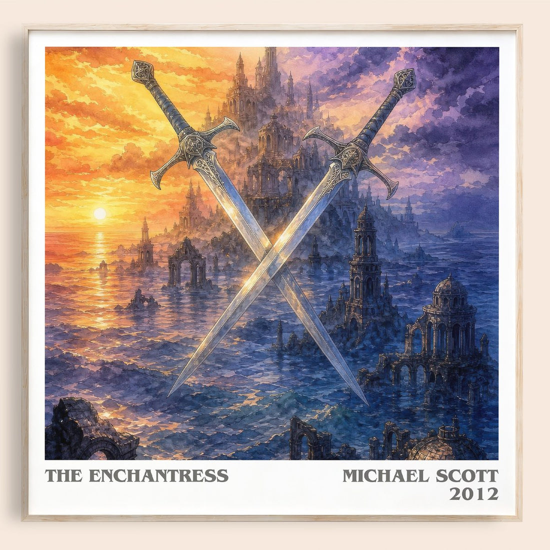 The Enchantress literary book poster by Michael Scott – framed literary art print