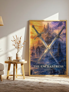 The Enchantress watercolour print in frame leaning in hallway – young adult wall art