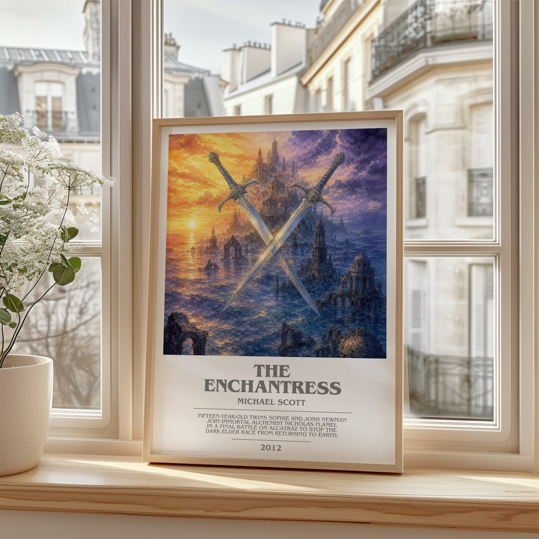 The Enchantress bookish poster colour and style options – Michael Scott book art