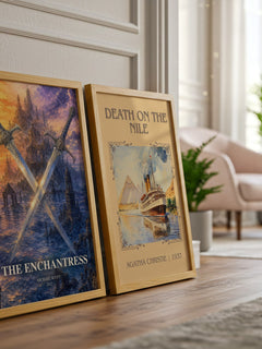 The Enchantress watercolour print framed by window – literary home decor
