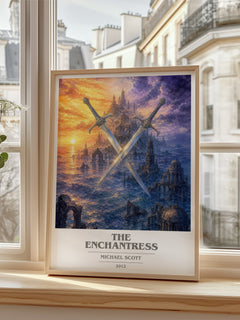 The Enchantress book cover poster colour and style options – Michael Scott book art