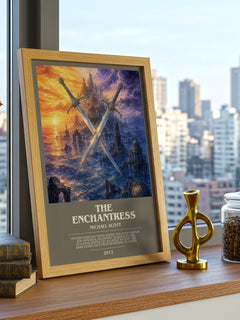 The Enchantress bookish print framed by window – literary home decor