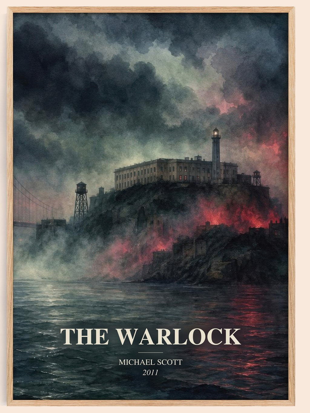 The Warlock watercolour book poster by Michael Scott – framed literary art print