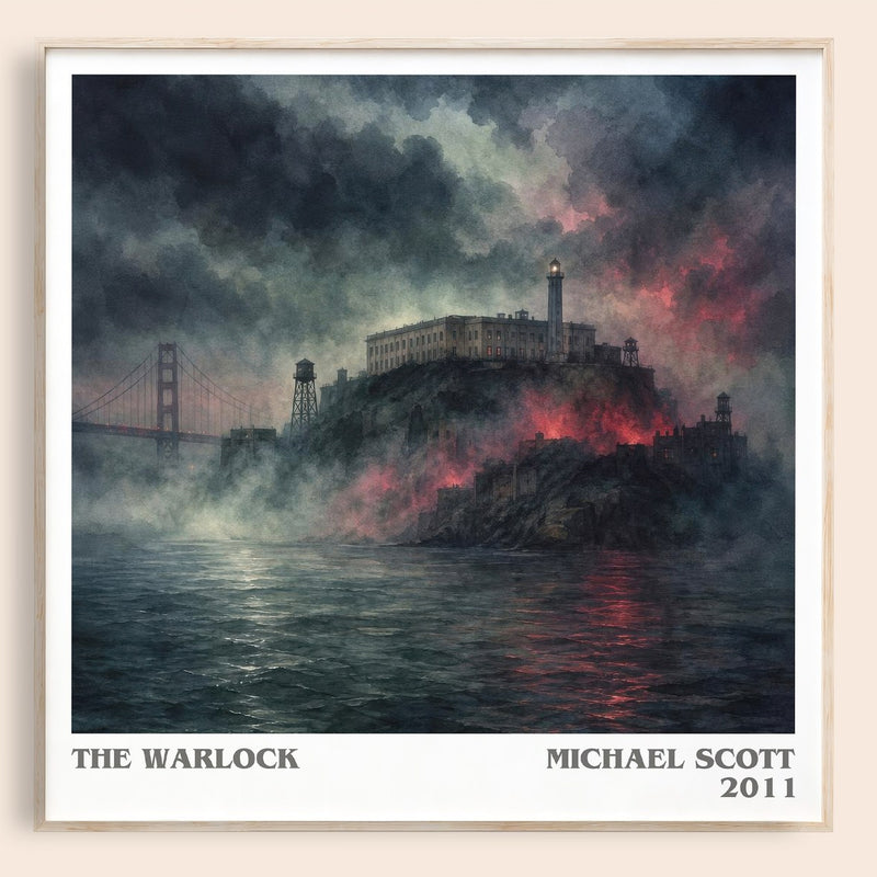 The Warlock literary book poster by Michael Scott – framed literary art print
