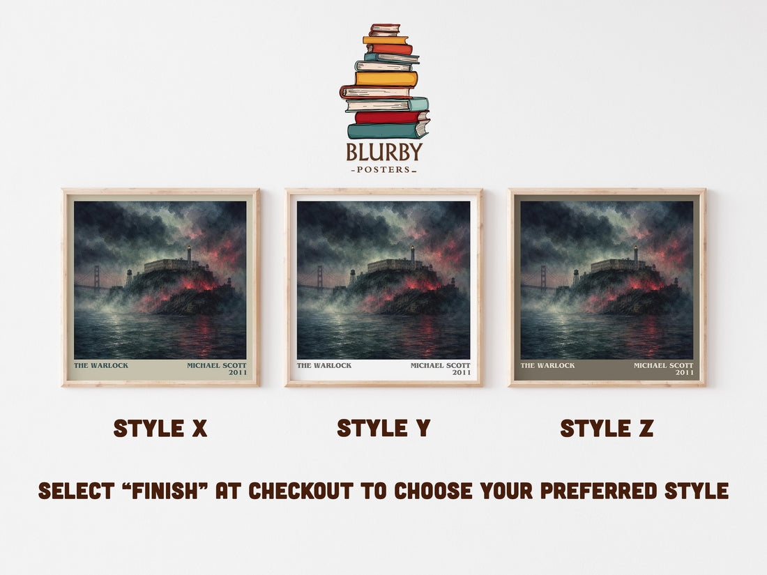 The Warlock literary print in frame leaning in hallway – young adult wall art (mockup)