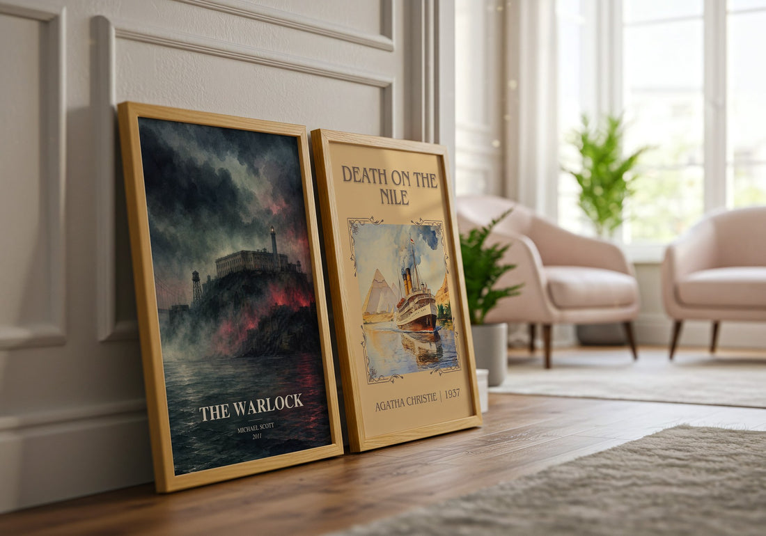 The Warlock watercolour print framed by window – literary home decor