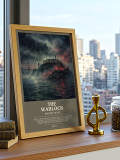 The Warlock bookish print framed by window – literary home decor