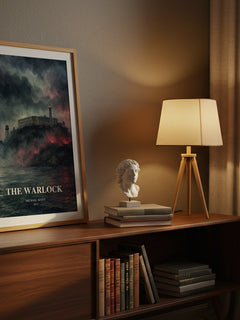 The Warlock watercolour print on bookshelf – Michael Scott fan gift