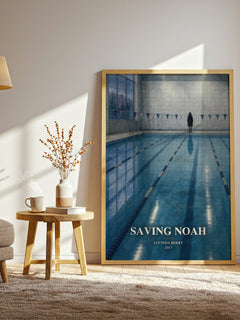 Saving Noah watercolour print in frame leaning in hallway – thriller wall art