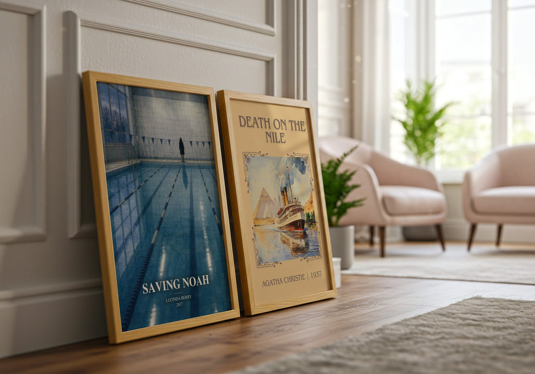 Saving Noah watercolour print framed by window – literary home decor