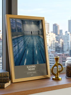 Saving Noah book cover print framed by window – literary home decor