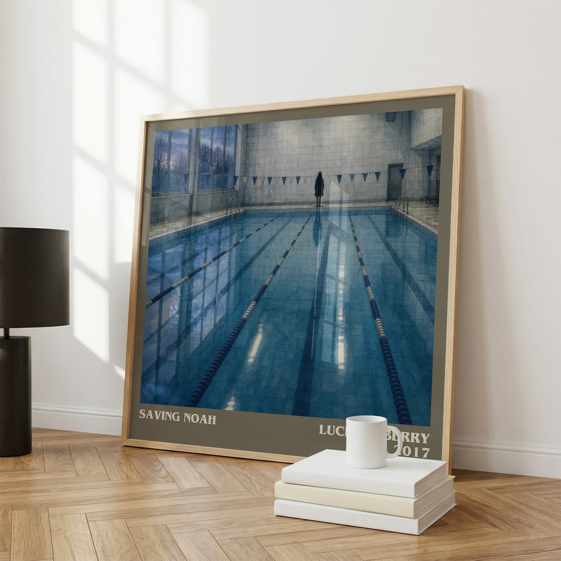Saving Noah Literary Art Print by Lucinda Berry – large square framed print leaning against a wall