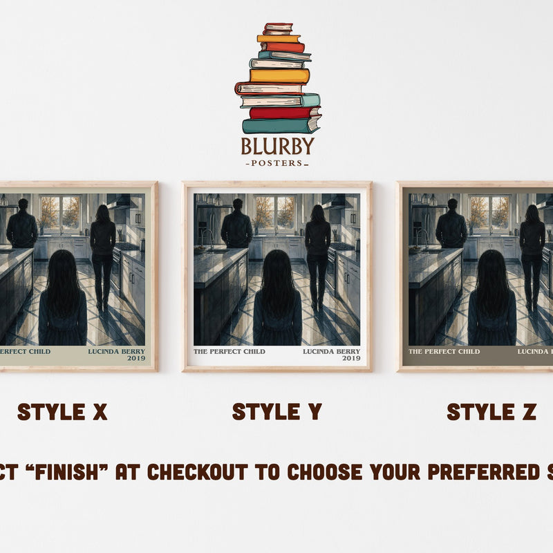 The Perfect Child literary print in frame leaning in hallway – thriller wall art