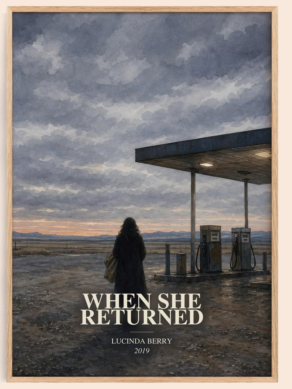 When She Returned watercolour book poster by Lucinda Berry – framed literary art print