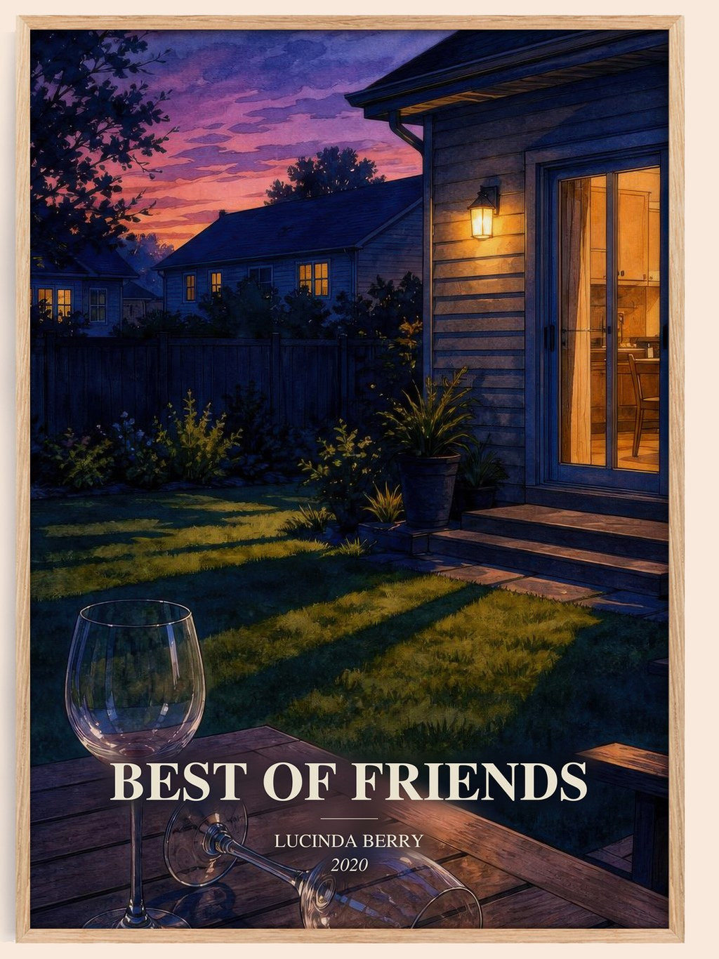 Best of Friends watercolour book poster by Lucinda Berry – framed literary art print