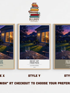 Best of Friends book cover print in frame leaning in hallway – thriller wall art